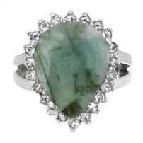 Emerald and White Topaz Ring - Size 6 202//202